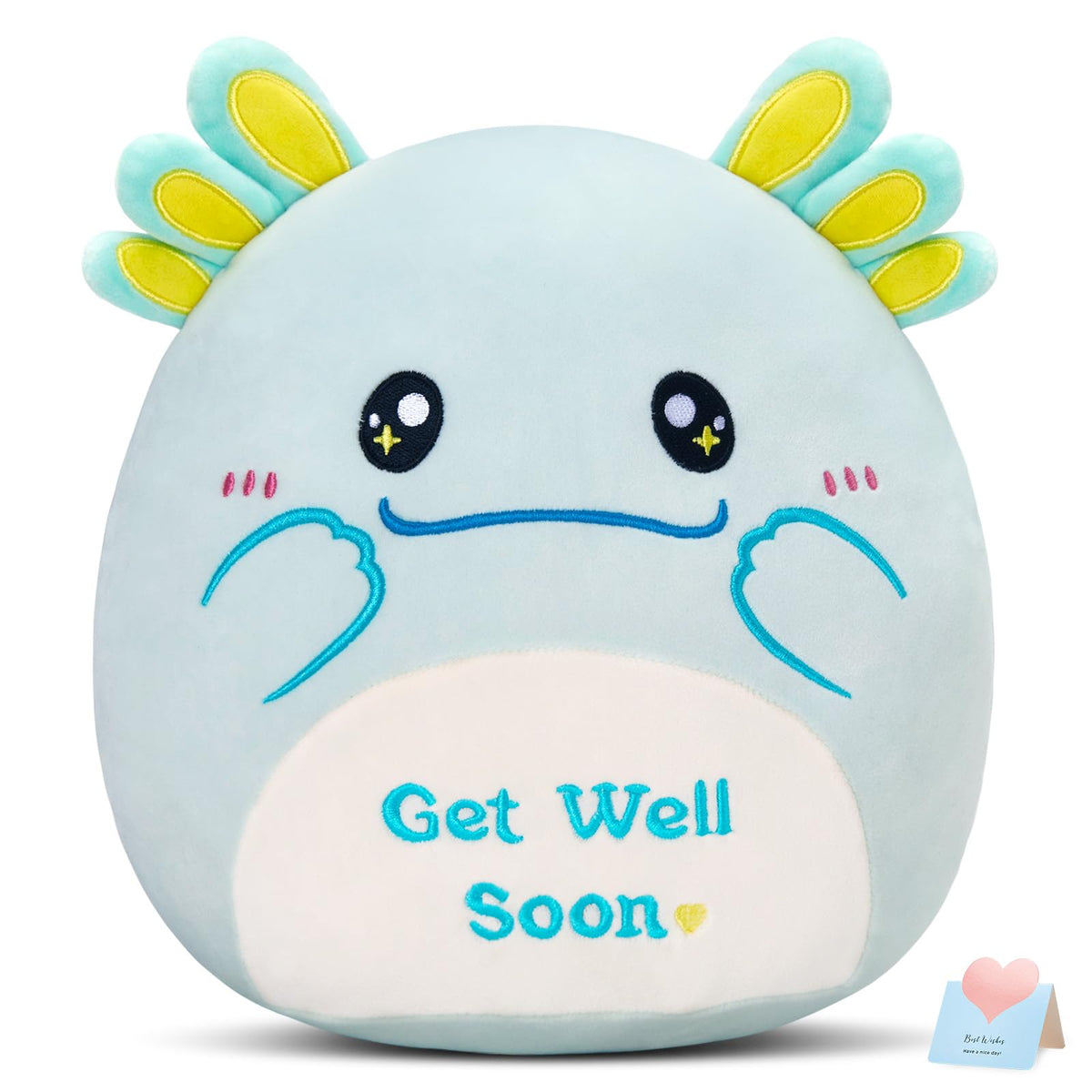 Cozyworld 12' Get Well Soon Axolotl Plush Pillow,Soft Axolotl Plushies,Get Well Axolotl Stuffed Animal,Kawaii Axolotl Plush Toy
