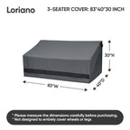 Loriano 600D Oxford Fabric Heavy Duty Patio Furniture Sofa Covers, 100% Waterproof Outdoor Furniture Covers For 3-Seater Sofa 83'W X 40'D X 30'H, Lawn Patio Furniture Covers With Air Vent And Handle