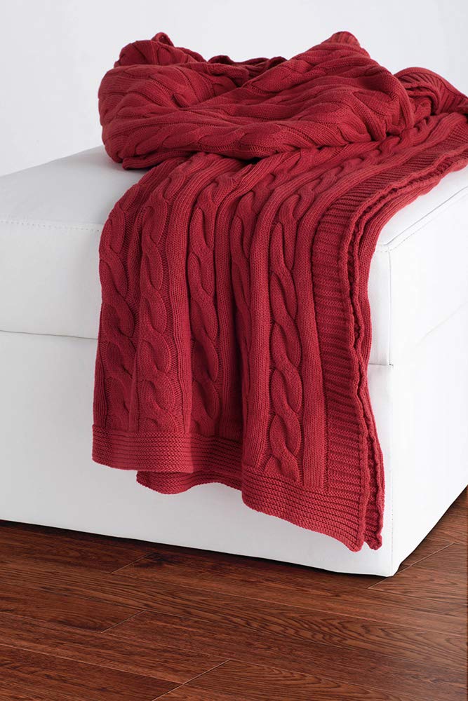 Rizzy Home | TH0145 | Throw | 50&quot;x60&quot; Red Cable Knit Throws