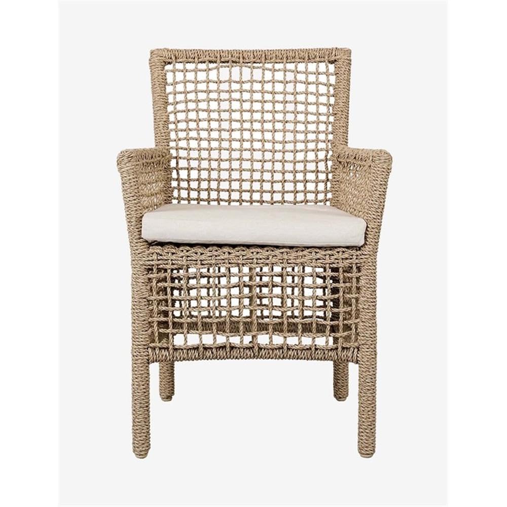 Kosas Home Brisbane 22" Olefin & Aluminum Outdoor Dining Chair in Natural Brown