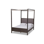 Baxton Studio Natasha Modern and Contemporary Grey Fabric Upholstered and Dark Grey Oak Finished Wood King Size Platform Canopy Bed