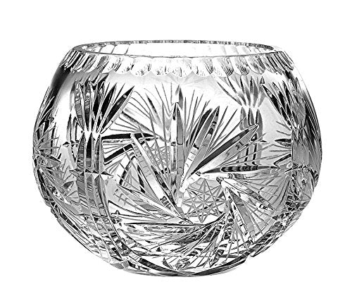 Barski European Hand Cut - Crystal Rose Bowl - Pinwheel Design 5 D