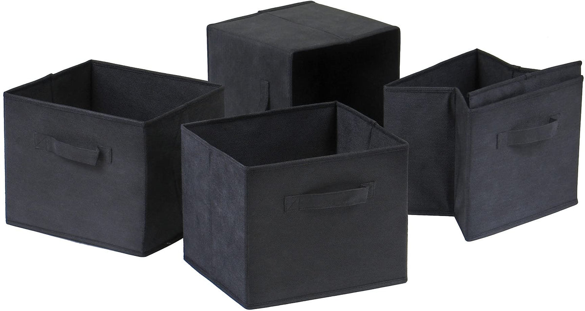 Winsome Capri Foldable Fabric Basket, Black, 4/Pack (22411)
