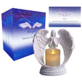 Carefree Fish Starry White Angel Wing Praying Sandstone Statue Angel Figurine Prayer Home Decoration Memorial LED Candle Holder 