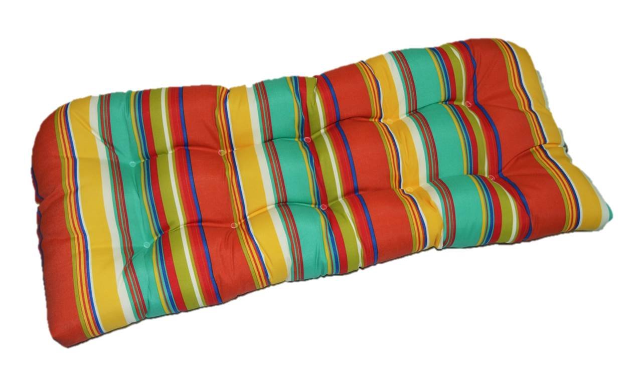 Resort Spa Home Decor Tufted Wicker Loveseat Cushion | 41'X 19' | All-Weather Spun Fabric | Water And Fade-Resistant | Outdoor