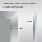 Amorho 24x30 Inch Silver Bathroom Mirror, Thick Metal Frame, Brushed Nickel, Rectangle Wall Mirror for Living Room, Bedroom, Entryway