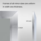 Amorho 48X36 Inch Bathroom Mirror Silver, Thick Metal Framed Wall Mirrors For Over Sink, Brushed Nickel Mirror Perfect For Bedro
