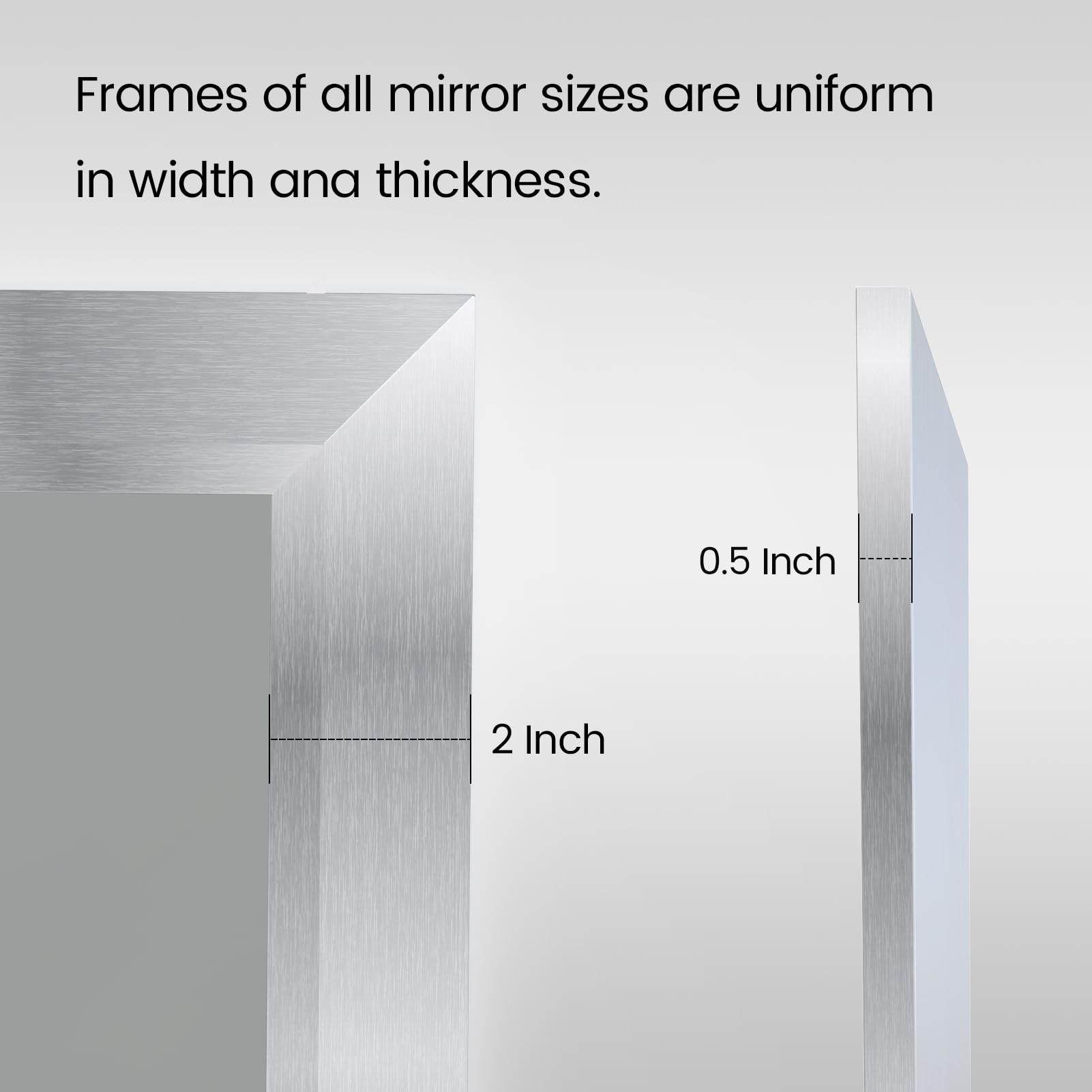 Amorho 36X36 Inch Bathroom Mirror Silver, Thick Metal Framed Wall Mirrors For Over Sink, Brushed Nickel Mirror Perfect For Bedro