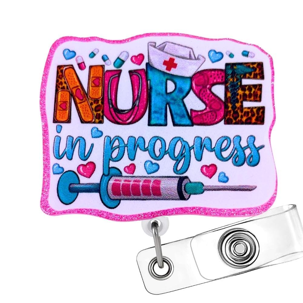 Nurse In Progress Future Student Nurse Badge | Nursing School Student Badge Reel Retractable Id Name Tag Holder Degree In The Ma