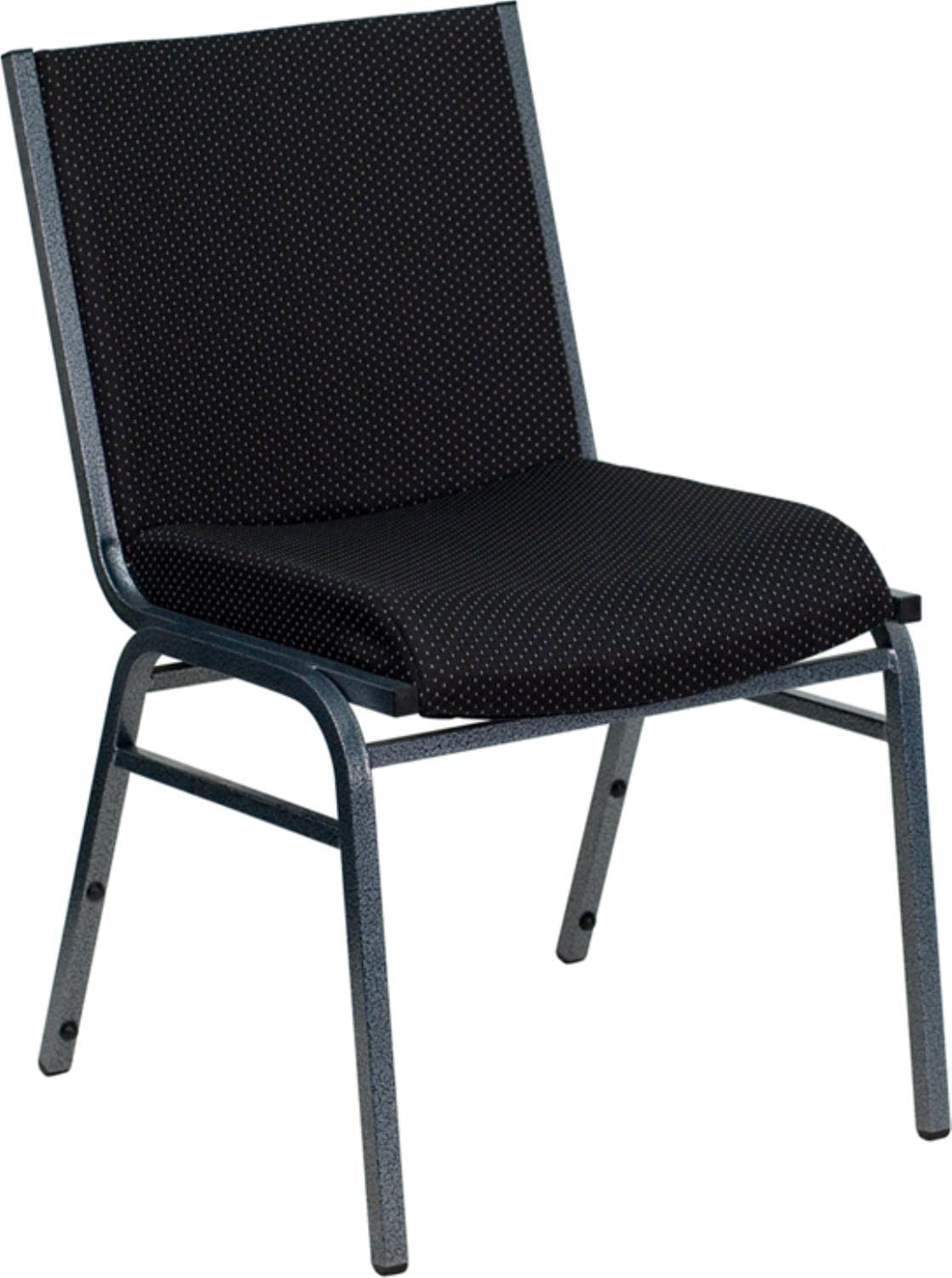 Flash Furniture HERCULES Series Heavy Duty Black Dot Fabric Stack Chair with Ganging Bracket