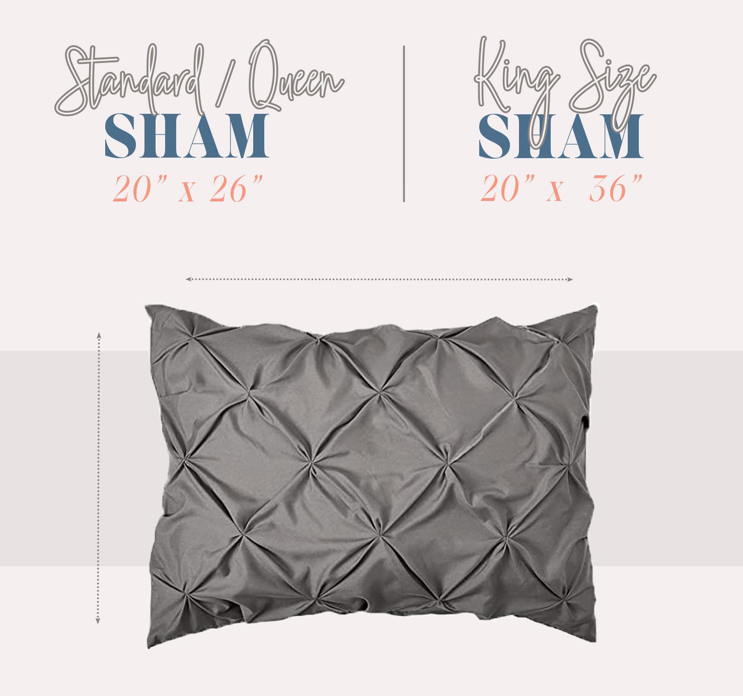 Elegant Comfort 2-Pack Sham Set Pinch Pleat Design, Egyptian Quality 1500 Thread Count, Stylish Design-Easy Care, Wrinkle And St