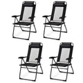 Giantex Set Of 4 Patio Dining Chairs, Folding Lounge Chairs With 7 Level Adjustable Backrest, 300 Lbs Capacity, Outdoor Portable Chairs With Metal Frame
