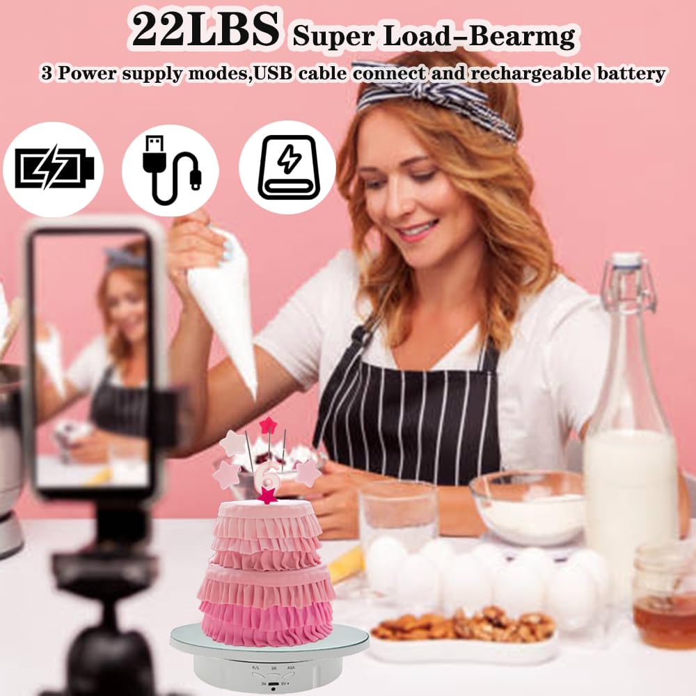 Jayegt 2 In 1 Motorized Rotating Display Stand With 5.74 /8.66 Inch Replacement Mirror Cover,Max 22Lbs Load With Remote Controll