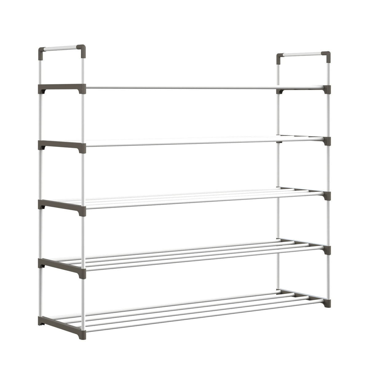 Home-Complete Shoe Rack – 5-Tier Shoe Organizer For Closet, Bathroom, Entryway – Shelf Holds 25 Pairs Of Sneakers, Heels, And Boots (White)