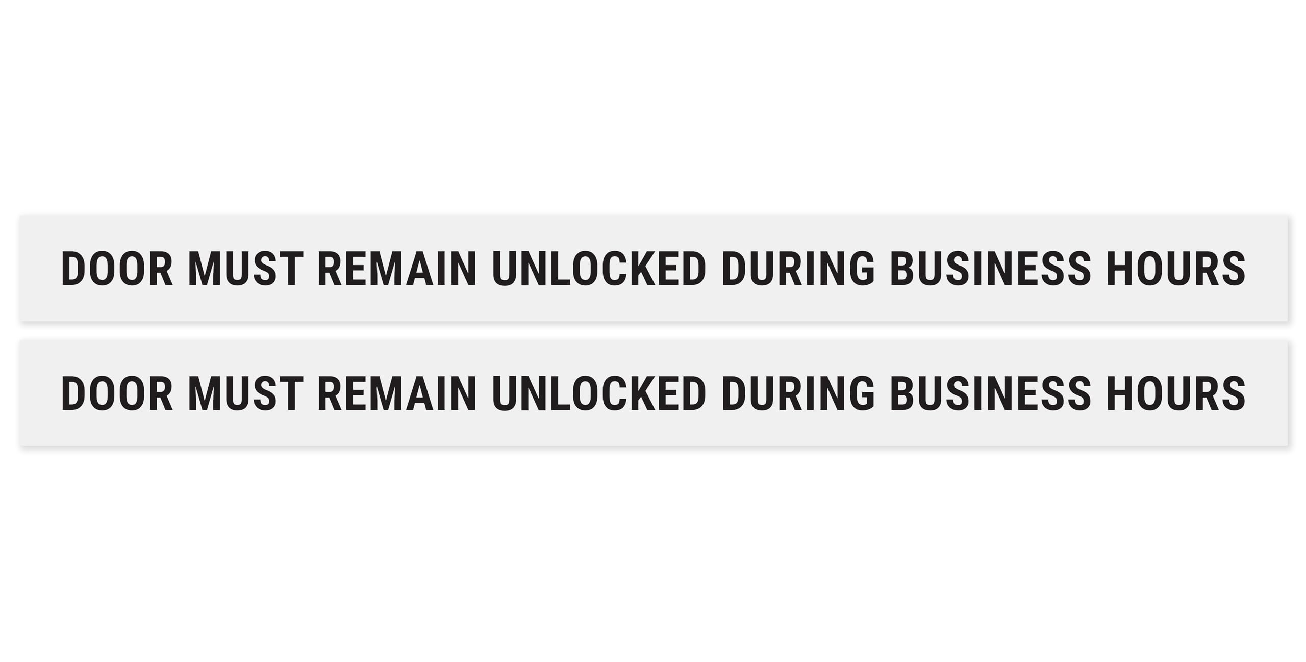 This Door To Remain Unlocked During Business Hours Sign Adhesive Decal White Sticker 2X24 Inches (Pack Of 2)