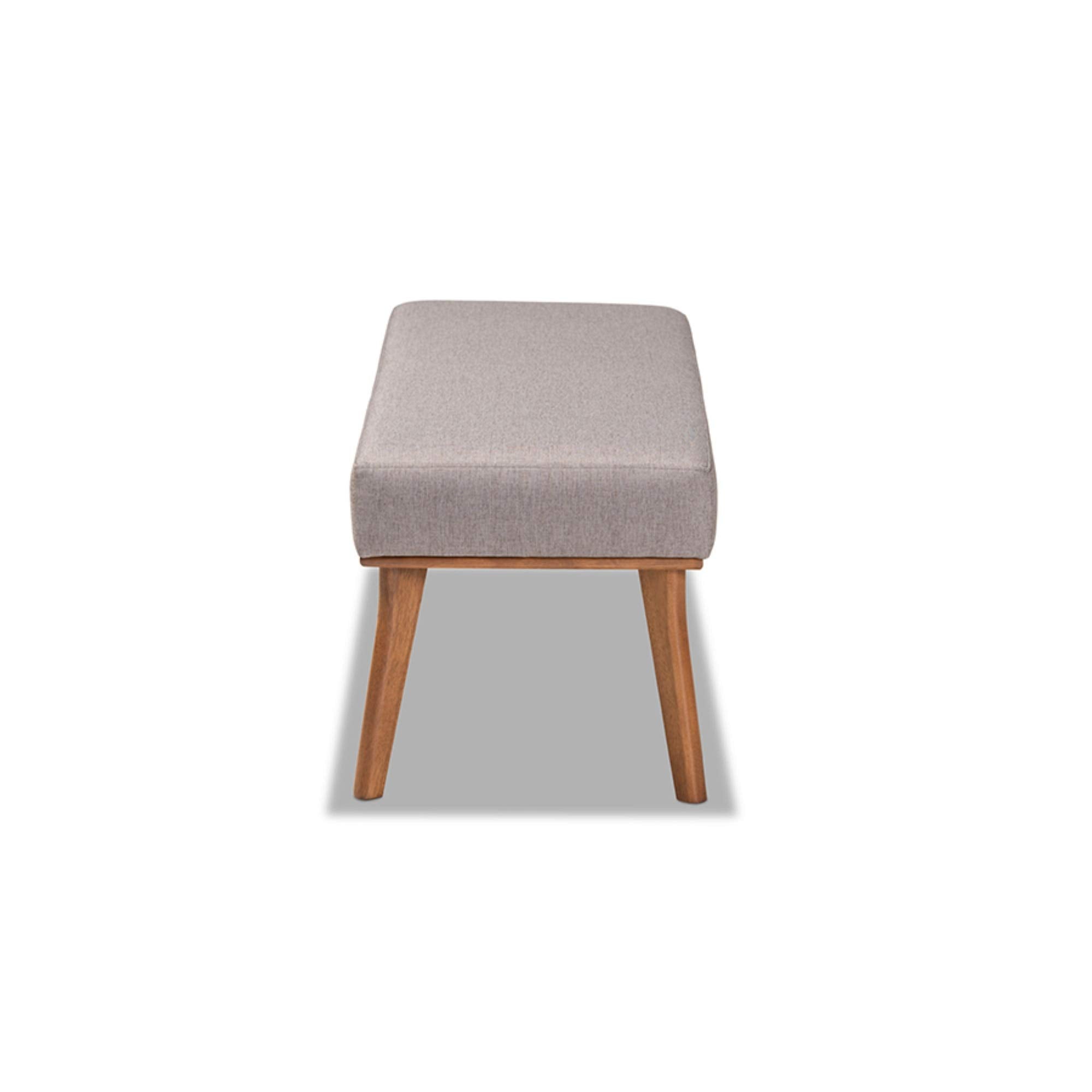Baxton Studio Grey Fabric Upholstered and Brown Finished Wood Dining Bench