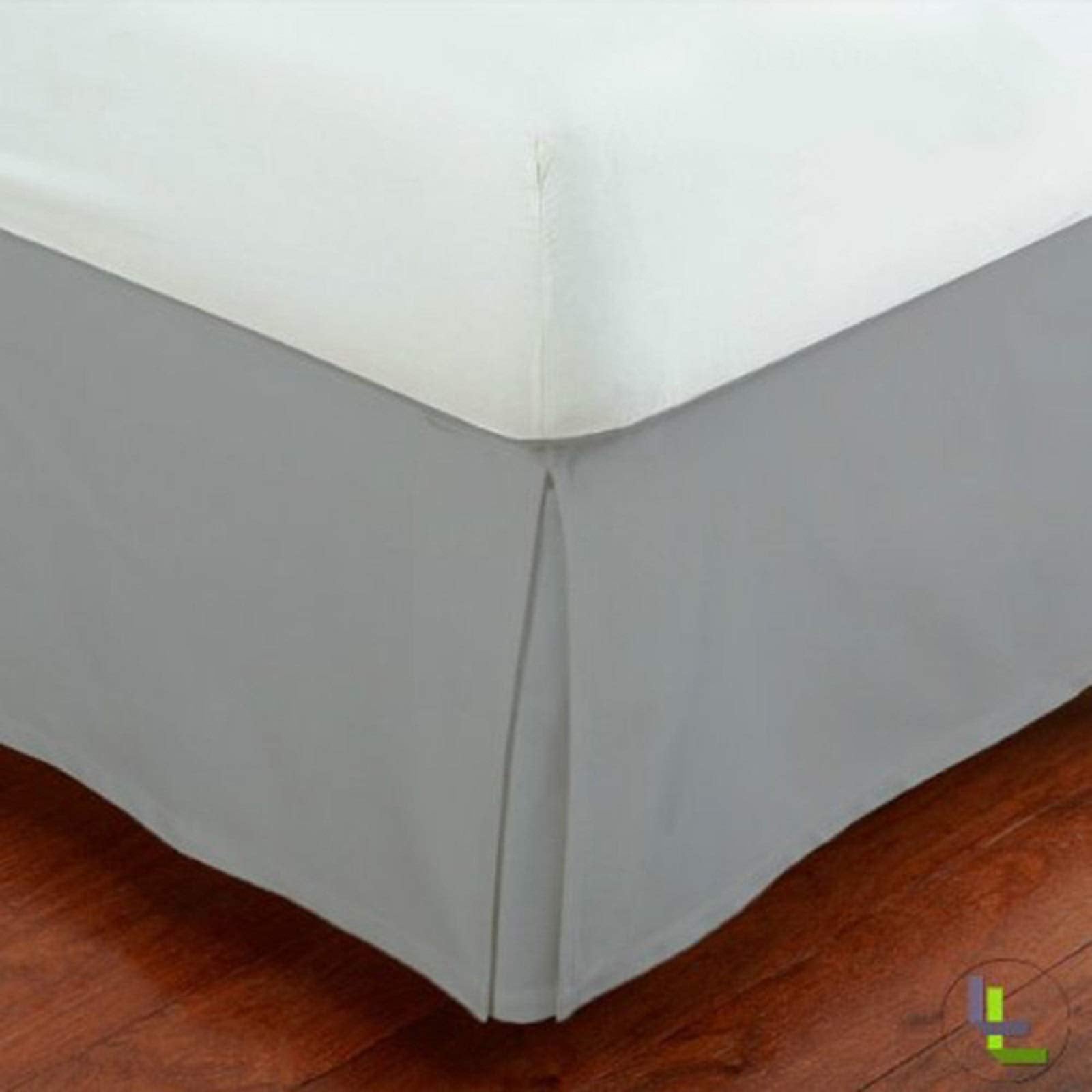 Mk Collection Solid Pleated Bed Skirt 14 Drop New (Full, Grey)