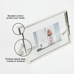 Ahago Silver Floating Frame (4''X6'', Horizontal), For Picture 3X5, 2X3, 1X2, Tabletop Shelf Photo Frame, Modern Minimalist Styl