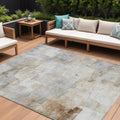 8' X 10' Beige Gray And Khaki Abstract Washable Indoor Outdoor Area Rug