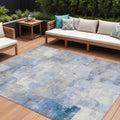 10' X 14' Denim Blue Gray And Ivory Abstract Washable Indoor Outdoor Area Rug