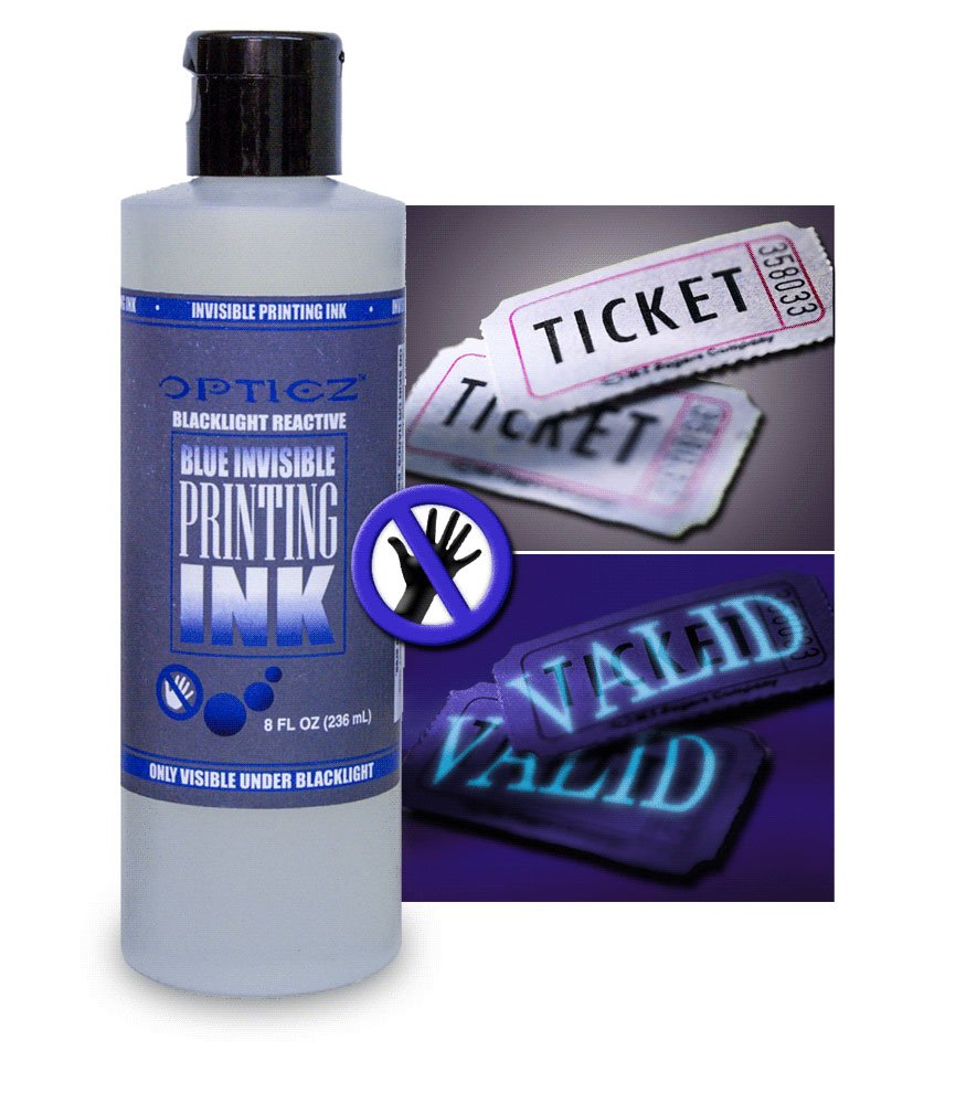 Opticz Industrial Invisible Blue Uv Blacklight Reactive Ink (8 Ounce Bottle)