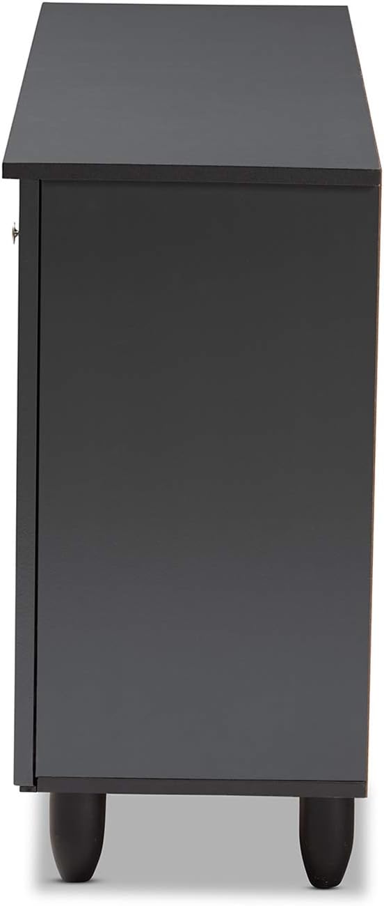 Click to see full view      5+  VIDEO Baxton Studio Wadia Modern and Contemporary Dark Gray 3-Door Wooden Entryway Shoe Storage Cabinet