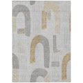 5' X 8' Silver And Gold Geometric Washable Indoor Outdoor Area Rug