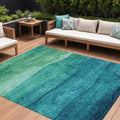 8' X 10' Teal Blue And Green Abstract Washable Indoor Outdoor Area Rug