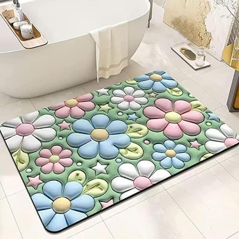Prapatti 3D Cute Diatomite Bathroom Mat Rug | Super Absorbent QuickDrying Shower & Bathtub Floor Mat | NonSlip Kitchen Area Ru