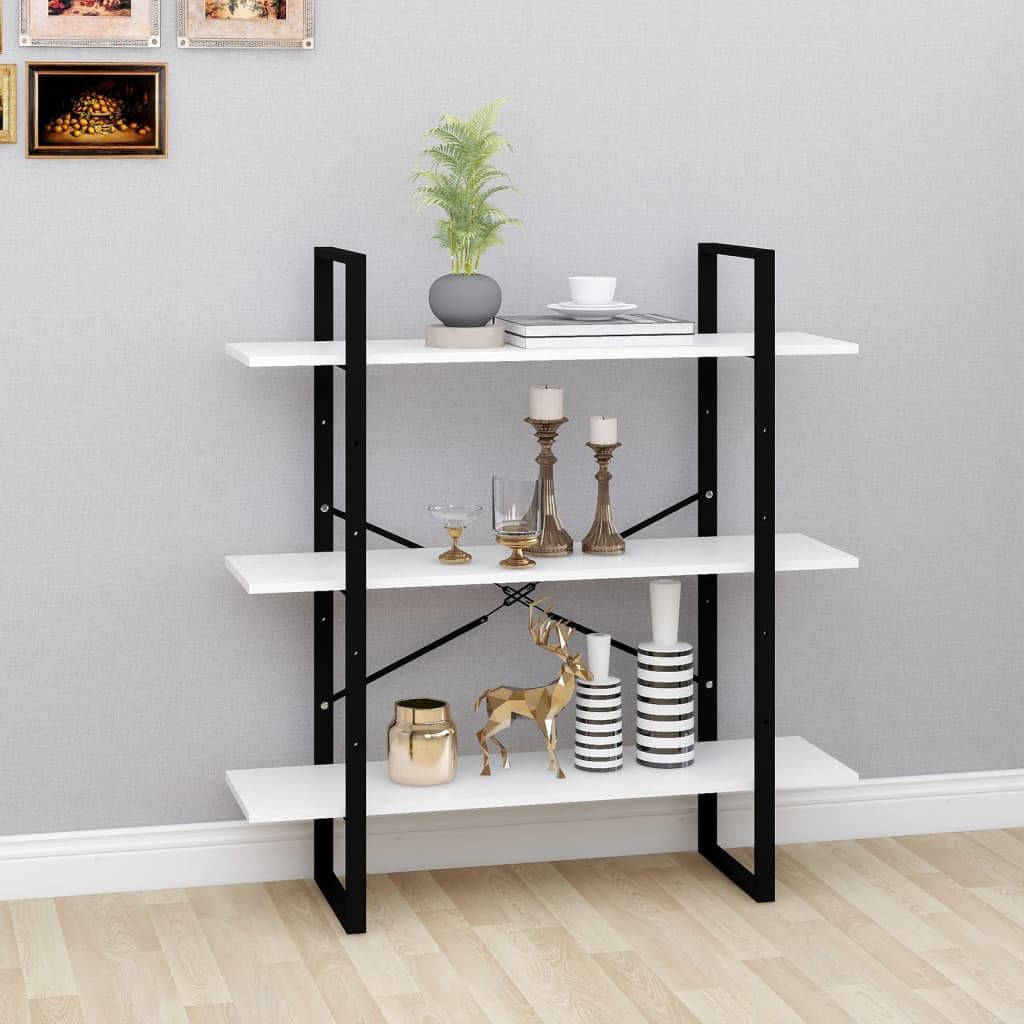 vidaXL Book Cabinet White 39.4&quot;x11.8&quot;x41.3&quot; Engineered Wood