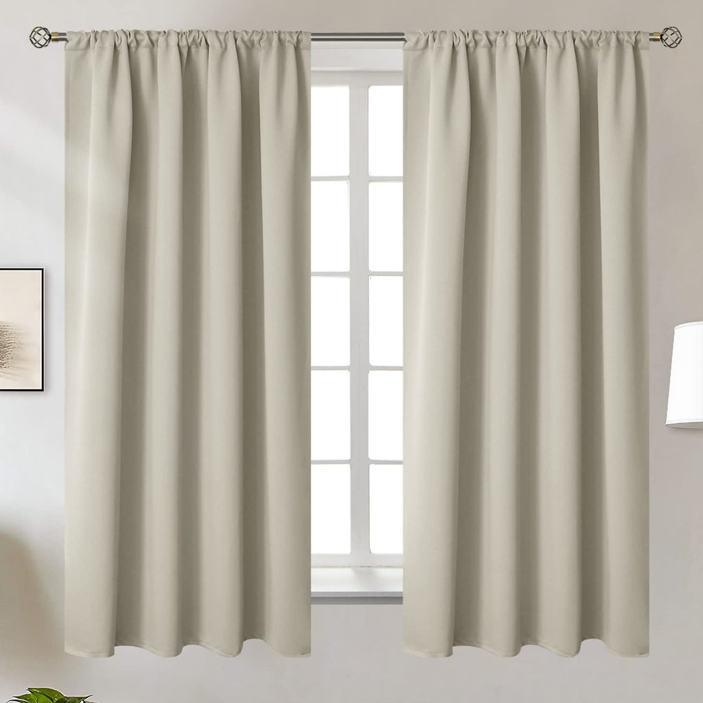 Bgment Rod Pocket Blackout Curtains For Bedroom - Thermal Insulated Room Darkening Curtain For Living Room, Light Camel, 52 X 63 Inch, 2 Panels