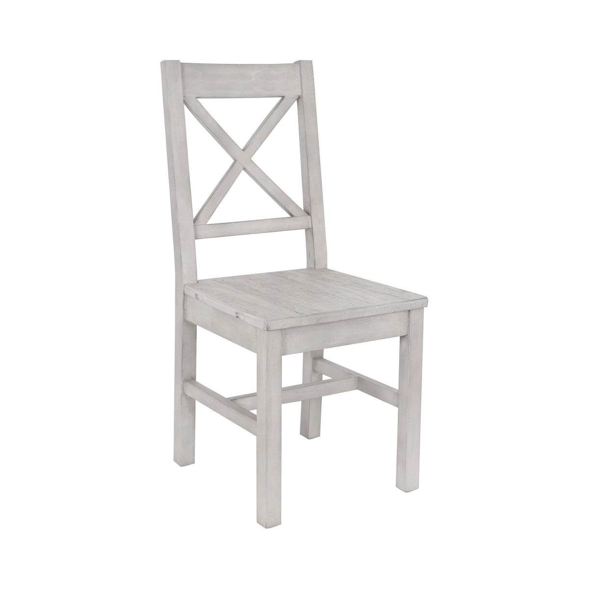 Benjara Open X Back Distressed Wooden Dining Chair, Gray