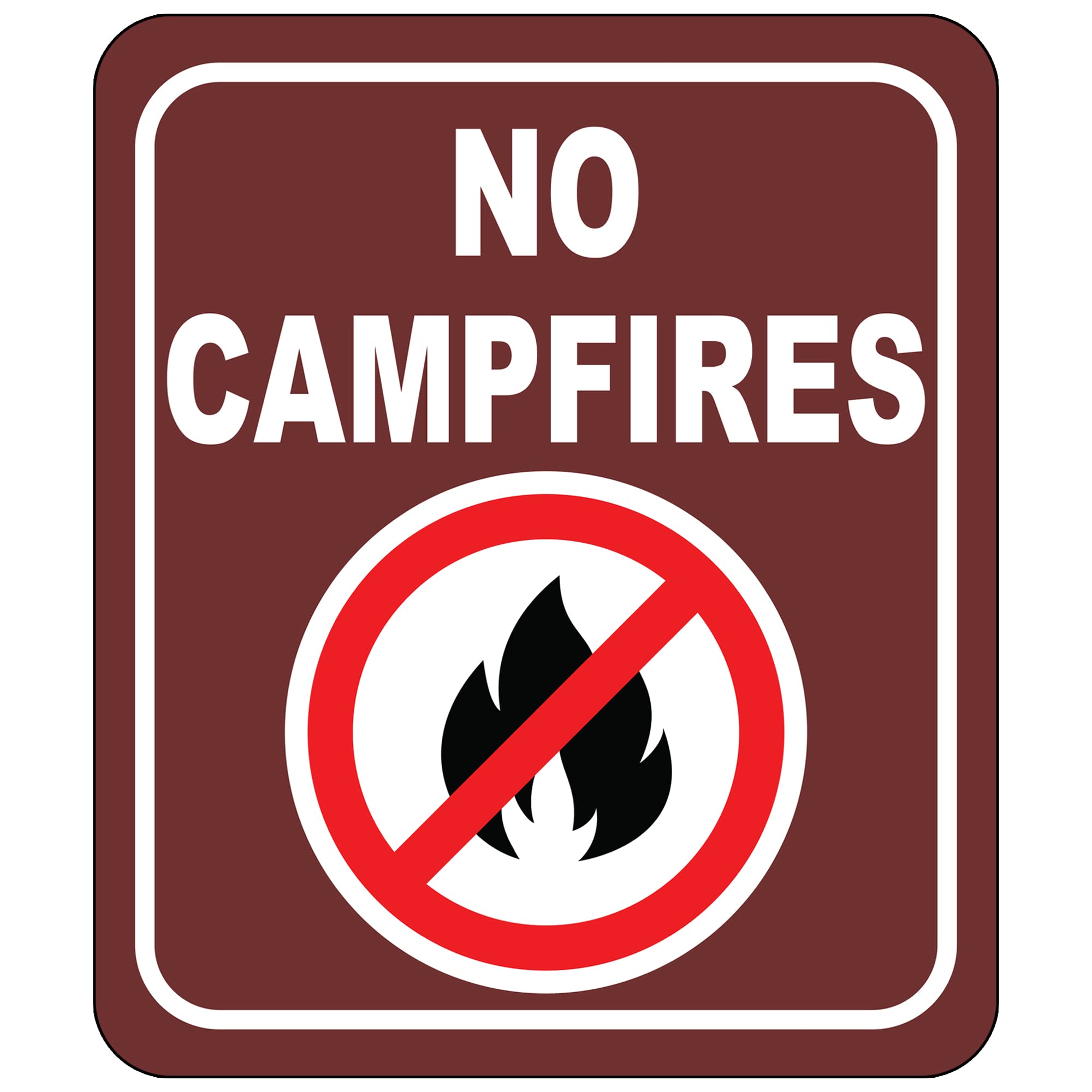 No Campfires Here Sign - No Campfire Allowed On Property Aluminum Sign, Safety Signs For Private Hunting Camp Or Camping/Rv Lot,