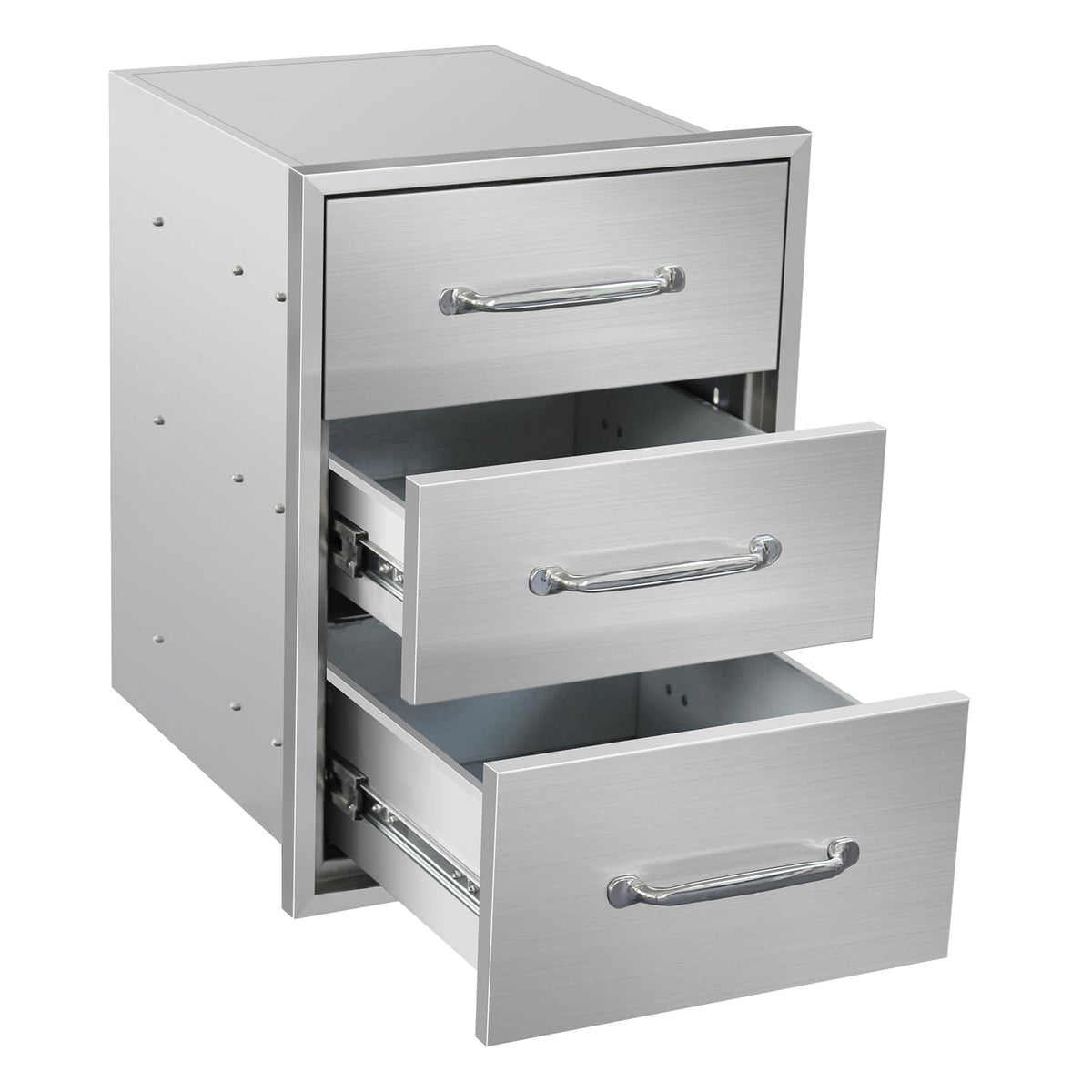 Outdoor Kitchen Drawers 15.7' W X 21.6' H X 17.7' D Stainless Steel Drawer Bbq Triple Drawers With Chrome Handle For Outdoor
