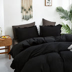 Clothknow Black Comforter Set Full Black Ruffle Bedding Comforter Sets Full Men Boys Women Comforter All Black Bedding Ruffle Comforter Farmhouse Comforter Shabby Chic Bedding