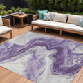 10' X 14' Purple And Silver Abstract Washable Indoor Outdoor Area Rug