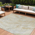 9' X 12' Beige And Silver Abstract Washable Indoor Outdoor Area Rug