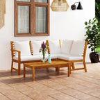 vidaXL Patio Lounge Set 4 Piece, Patio Furniture Set for Outdoor, Sectional Sofa with Cushions, Corner Sofa, Modern Style, Cream Solid Wood Acacia