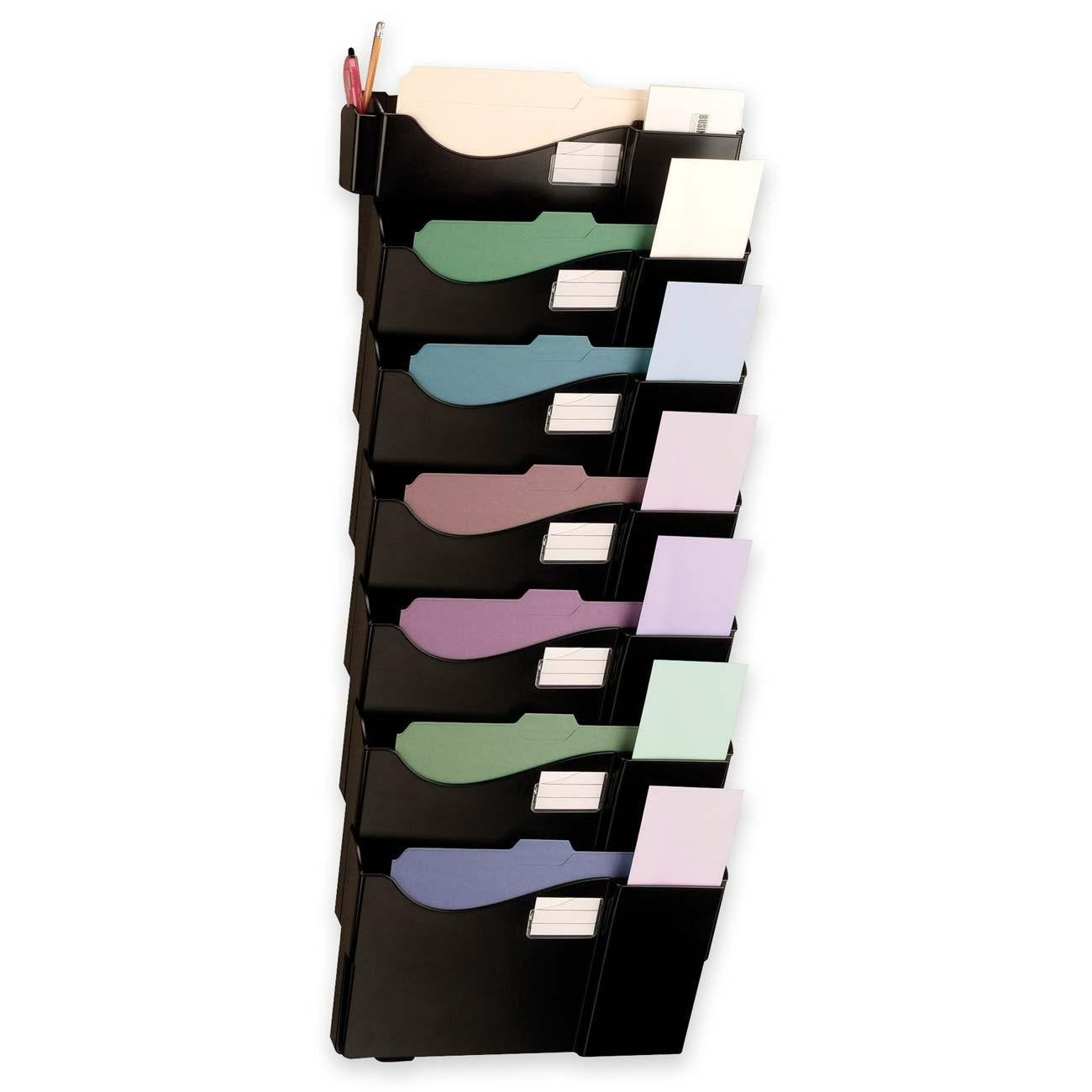 Officemate Grande Central Filing System With Starter Pocket Plus 6 Add-On Pockets - Black (21726)