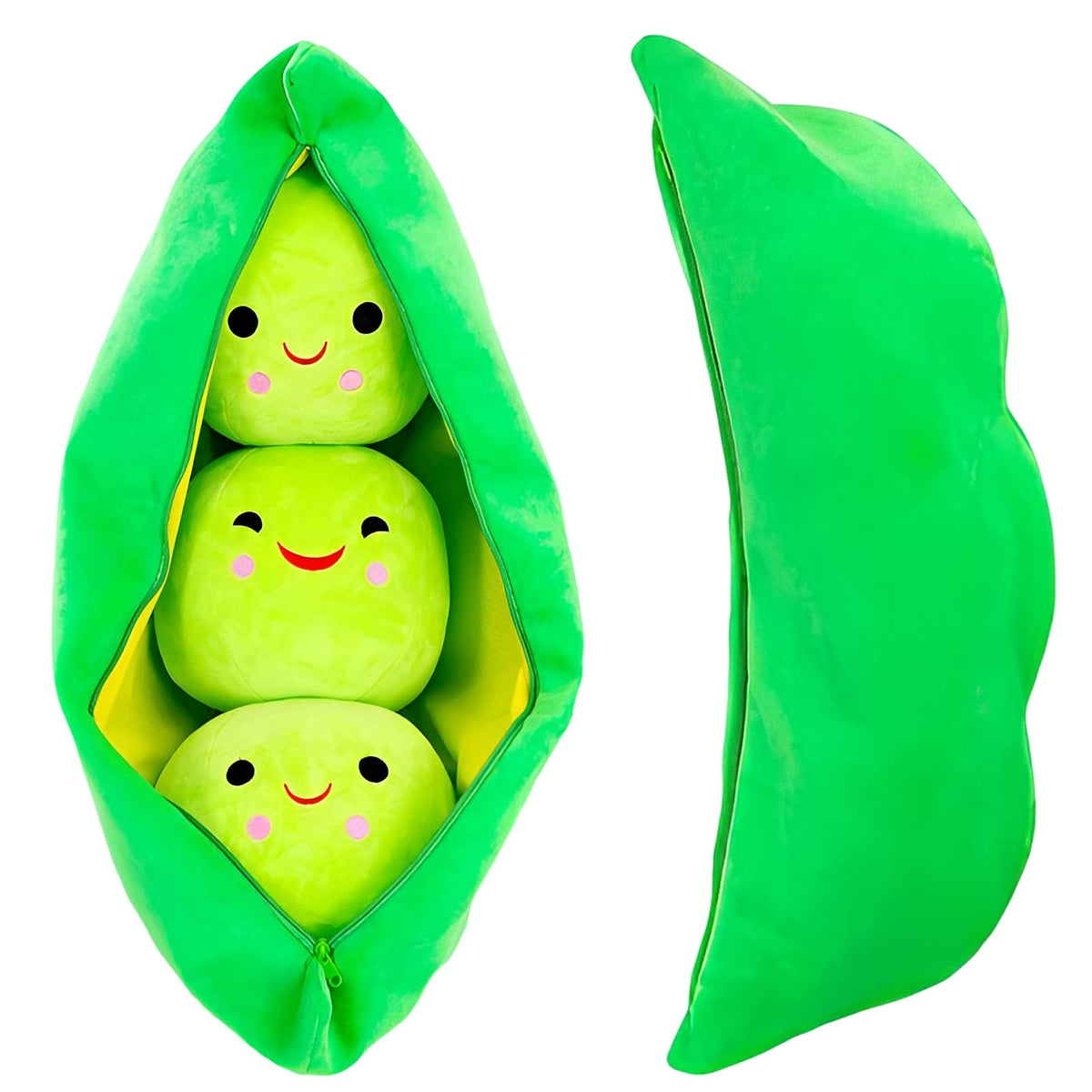 Giant Peas In A Pod Plush Toy Pea Pod Pillow Cute Pea Stuffed Toys Plant Doll Various Sizes (Green Beans,15.7'/40Cm)