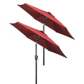 Simple Deluxe 2 Pack 7.5' Patio Umbrella Outdoor Table Market Yard Umbrella With 6 Sturdy Ribs For Backyard, Pool, Garden, Deck, Red