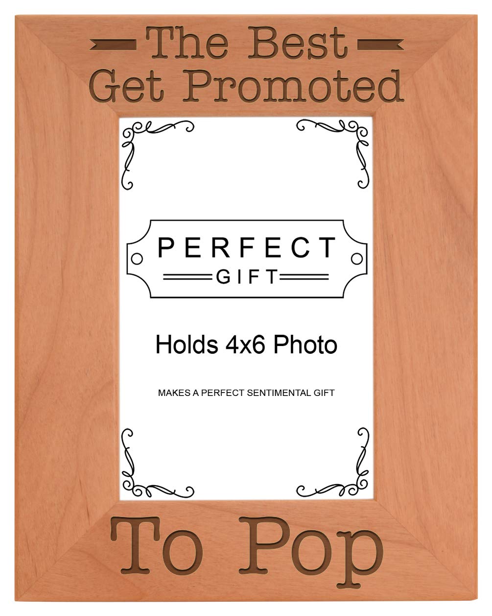 ThisWear Gift for Grandpa Best Get Promoted to Pop Natural Wood Engraved 4x6 Portrait Picture Frame Wood