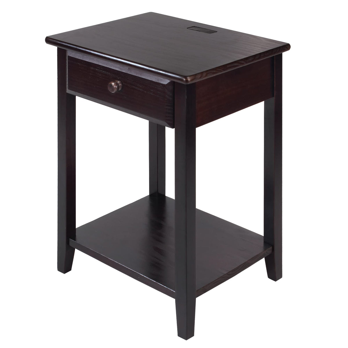 Casual Home Night Owl Nightstand With Usb Ports-Espresso