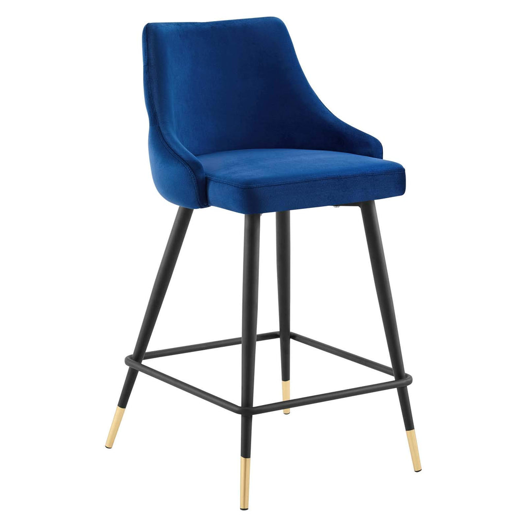 Modway Adorn Performance Velvet Counter Stool Set Of 2, Navy