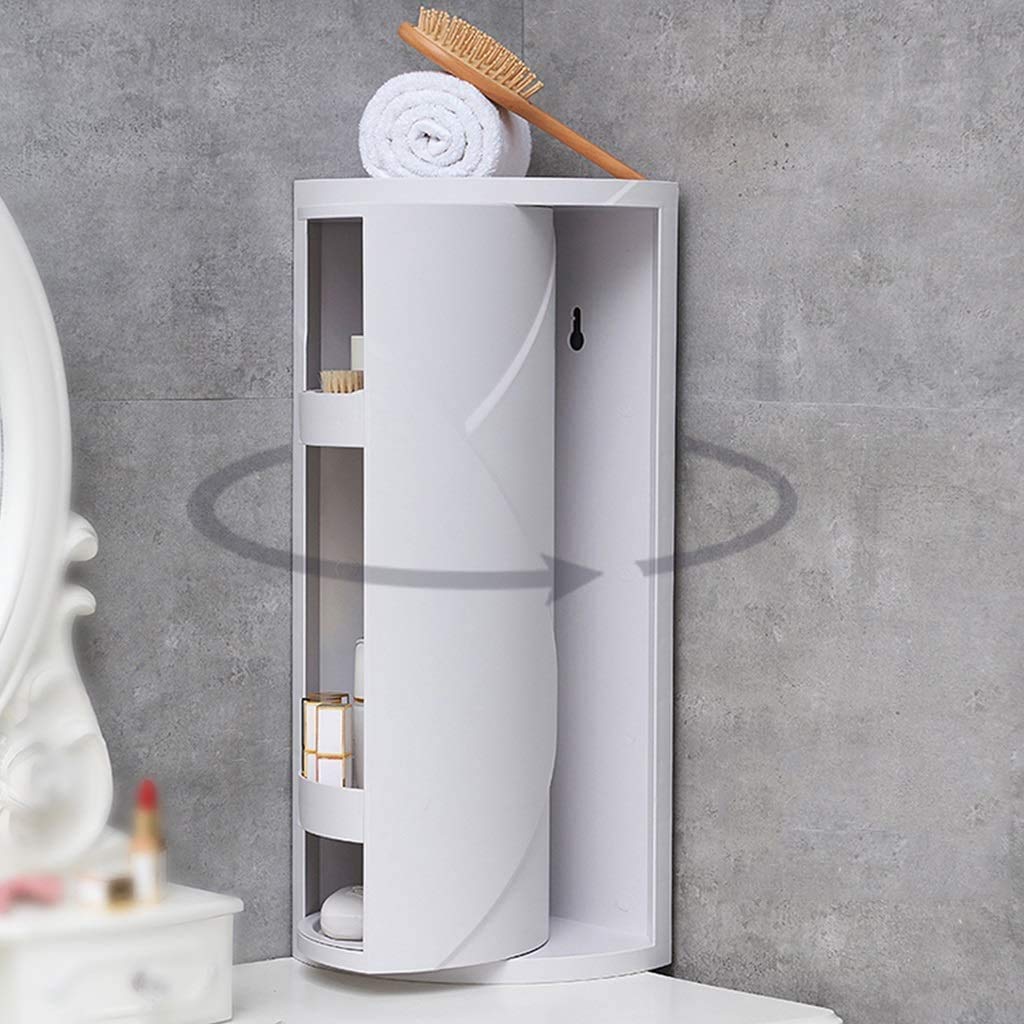 olpad Multifunction Bathroom Kitchen Corner Locker Cosmetic Storage Rack Cabinet Storage Shelf Rotating Triangle Shelf (Plastic)