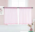 Pi Sheer Curtains,Small Window Treatment Light Voile With Rod Pocket For Café/Kitchen/Bedroom/Living Room 2 Panels (W42Xl36,Bright Pink)