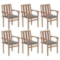 vidaXL 6X Solid Teak Wood Stackable Patio Chairs with Cushions Wooden Furniture Garden Outdoor Terrance Backyard Dining Stacking Seat Chair