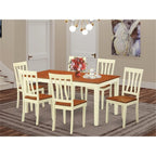 East West Furniture NIAN7-WHI-W 7 Piece Kitchen Table & Chairs Set Consist of a Rectangle Dining Table with Butterfly Leaf and 6 Dining Room Chairs, 36x66 Inch, Buttermilk & Cherry