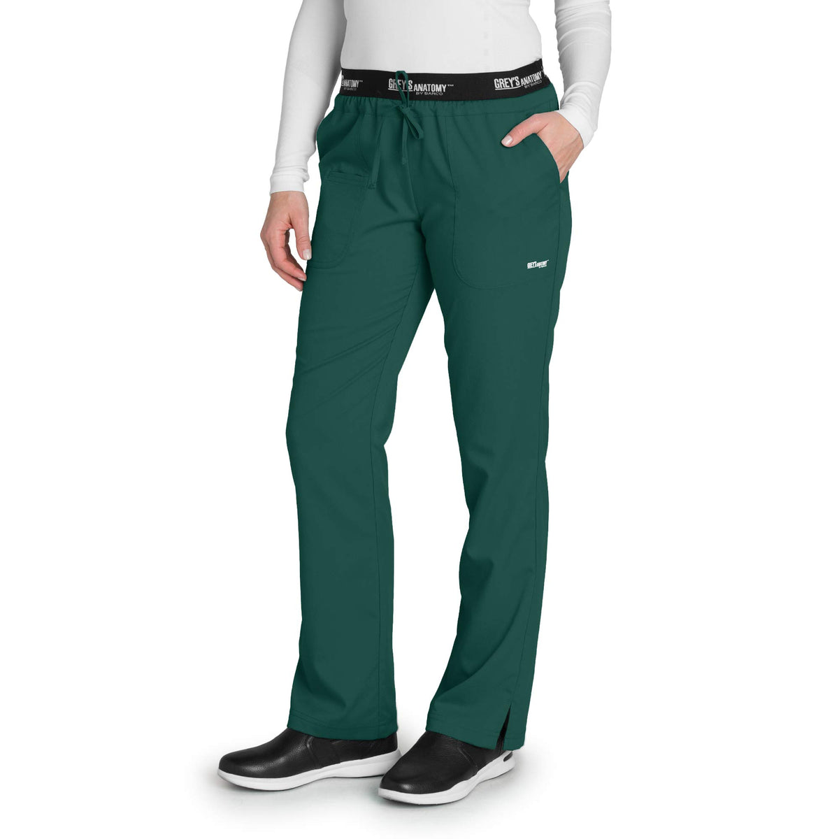Greys Anatomy Active 4275 Womens 3 Pocket Pant With Drawstring (Hunter Green, X-Large Petite)