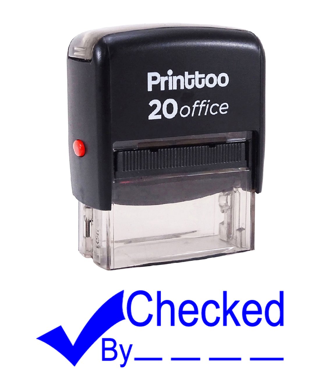 Printtoo Checked By Self Inking Rubber Stamp Office Stationary Custom Stamp-Blue